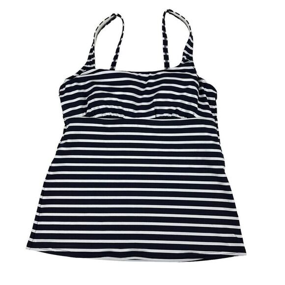 Lands’ End Square Neck Underwire Tankini Top size 8 stripe - Picture 1 of 5